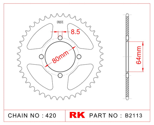 Sprocket Rear RK-B2113-32 JTR 834-32 Afam 12101