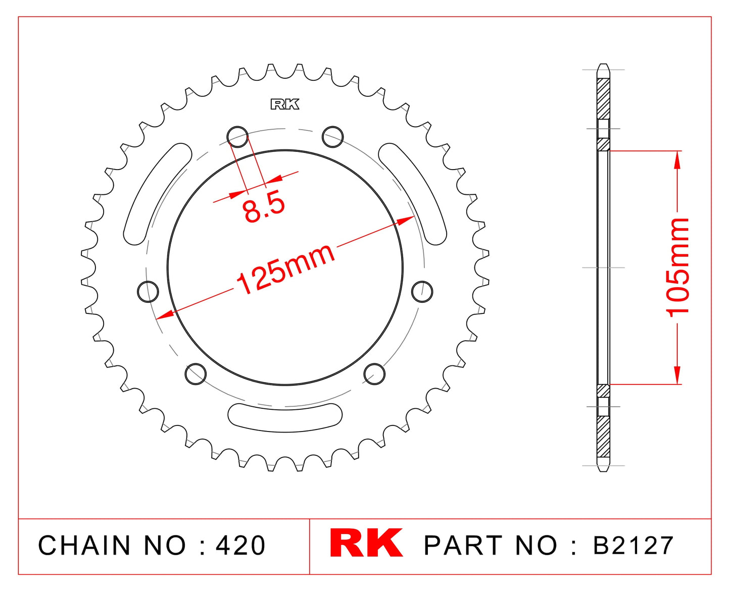 Sprocket Rear RK-B2127-47 JTR1131 Afam 47103