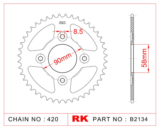 Sprocket Rear RK-B2134-34 JTR212 Afam 10117