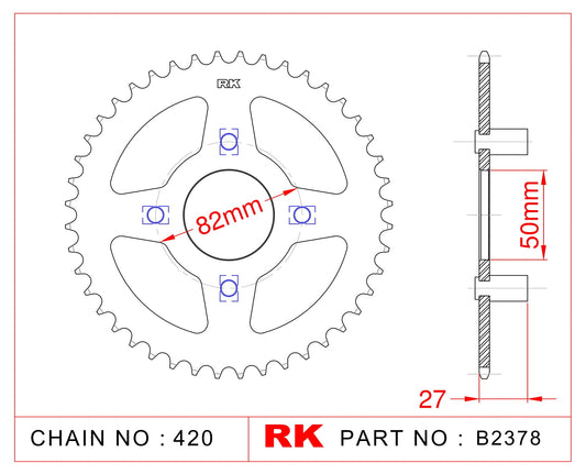 Sprocket Rear RK-B2378-41 JTR256 Afam 10106
