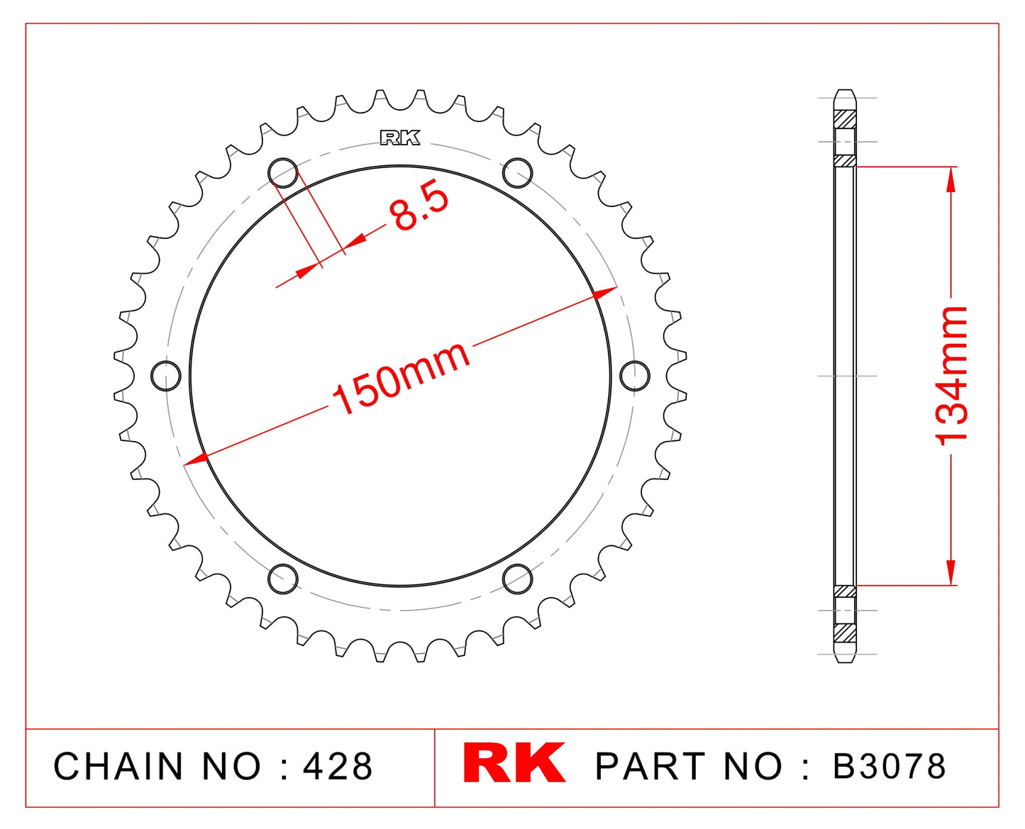 Sprocket Rear RK-B3078-48 JTR463 Afam 16203