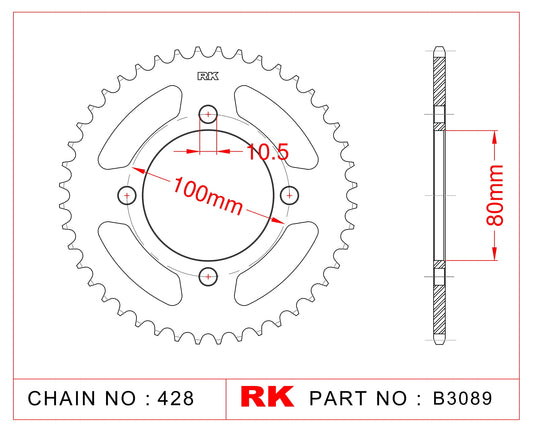 Sprocket Rear RK-B3089-45 JTR1794 Afam 14213