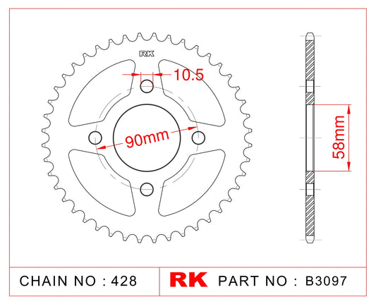 Sprocket Rear RK B3097-42 JTR 1221-42