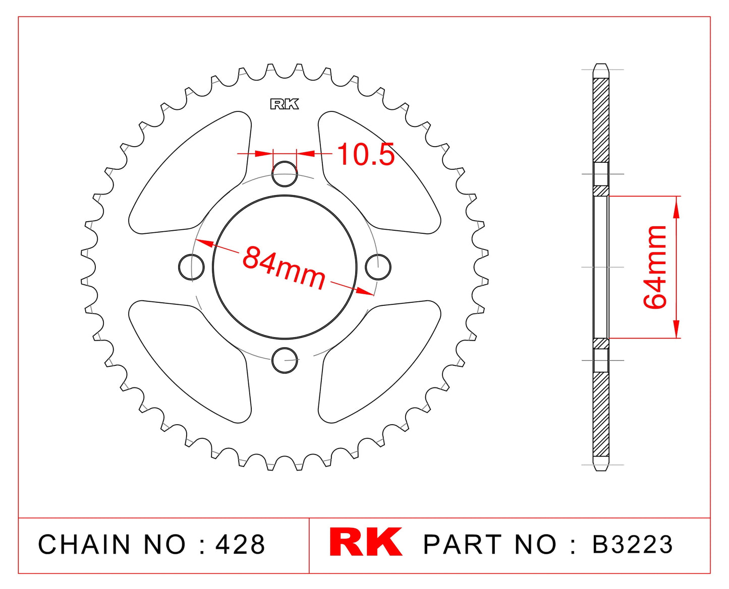 Sprocket Rear RK-B3223-49 JTR1796 Afam 14215