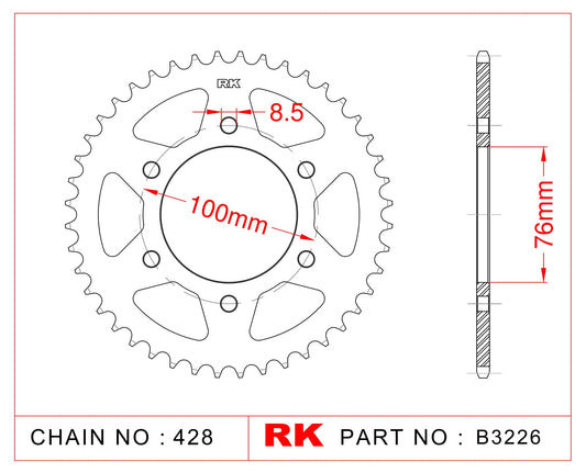 Sprocket Rear RK-B3226-48 JTR1844 Afam 12227