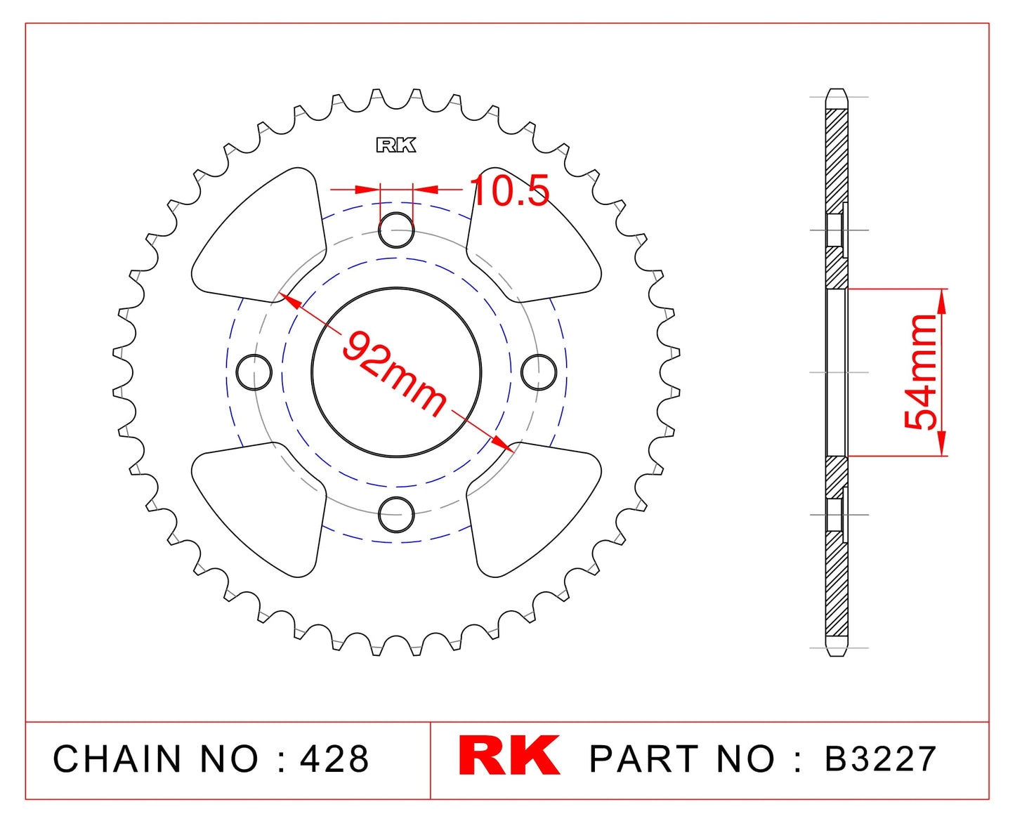 Sprocket Rear RK-B3227-49 JTR 835-49 Afam 12202