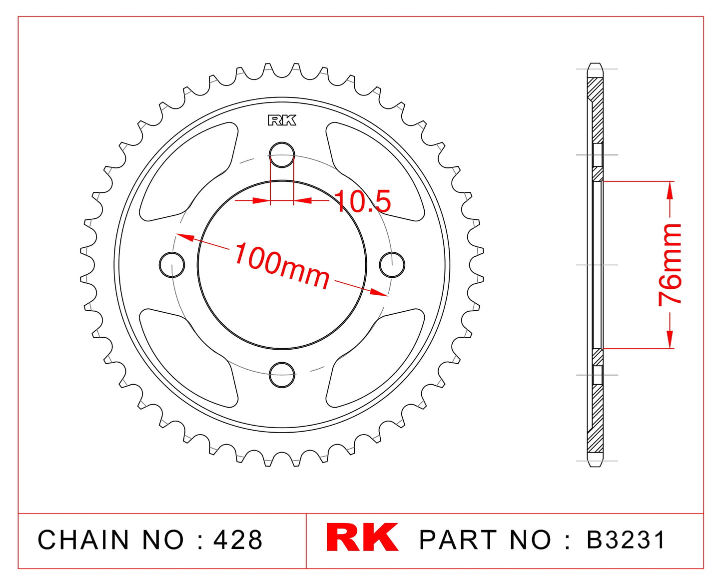 Sprocket Rear RK-B3231-47 JTR1806 Afam 14214