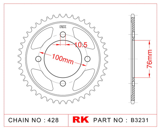 Sprocket Rear RK-B3231-47 JTR1806 Afam 14214