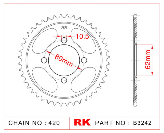Sprocket Rear RK B3242-49 JTR1843 Afam 12224