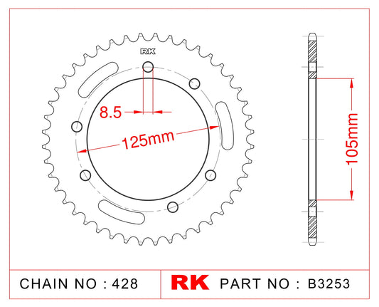 Sprocket Rear RK-B3253-54 JTR1134 Afam 47200