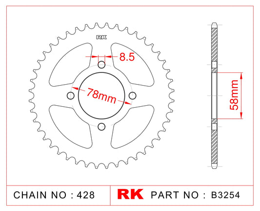 Sprocket Rear RK B3254-37 JTR 810-37