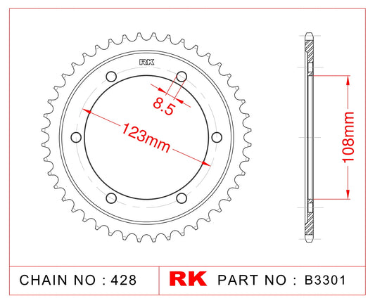 Sprocket Rear RK-B3301-60 JTR25 Afam 92220
