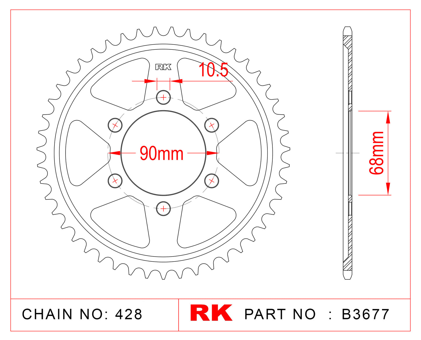 Sprocket Rear RK B3677-47 JTR 1222-47