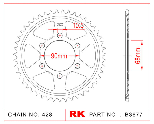 Sprocket Rear RK B3677-47 JTR 1222-47