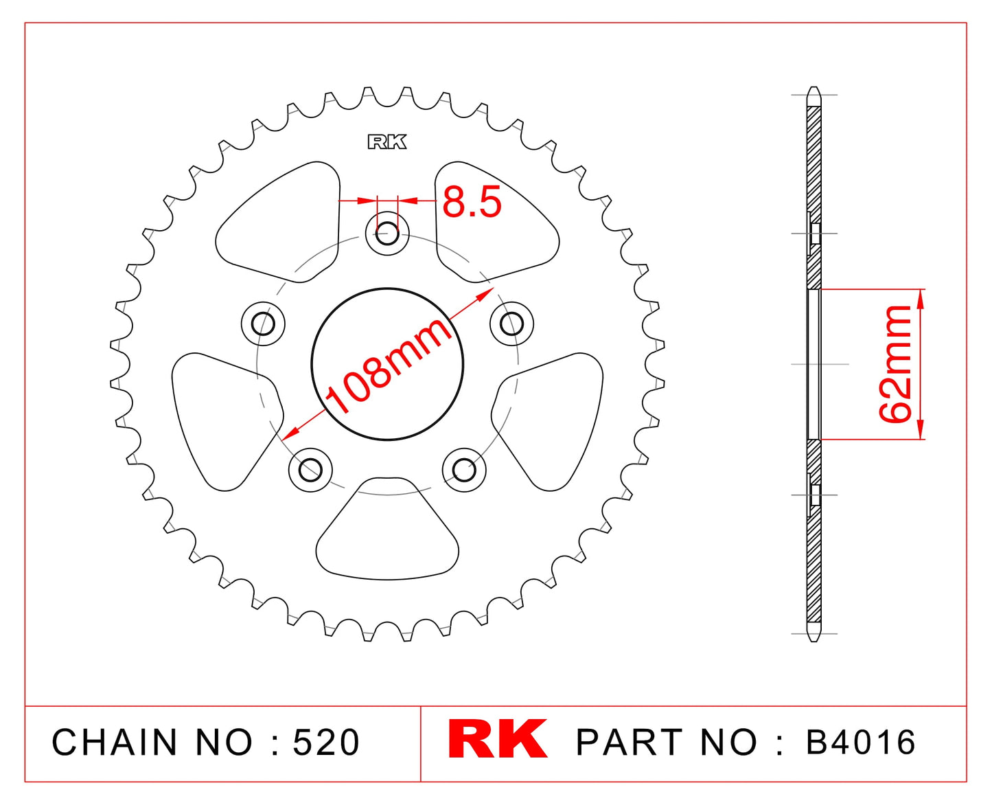 Sprocket Rear RK-B4016-40 JTR701 Afam 44203