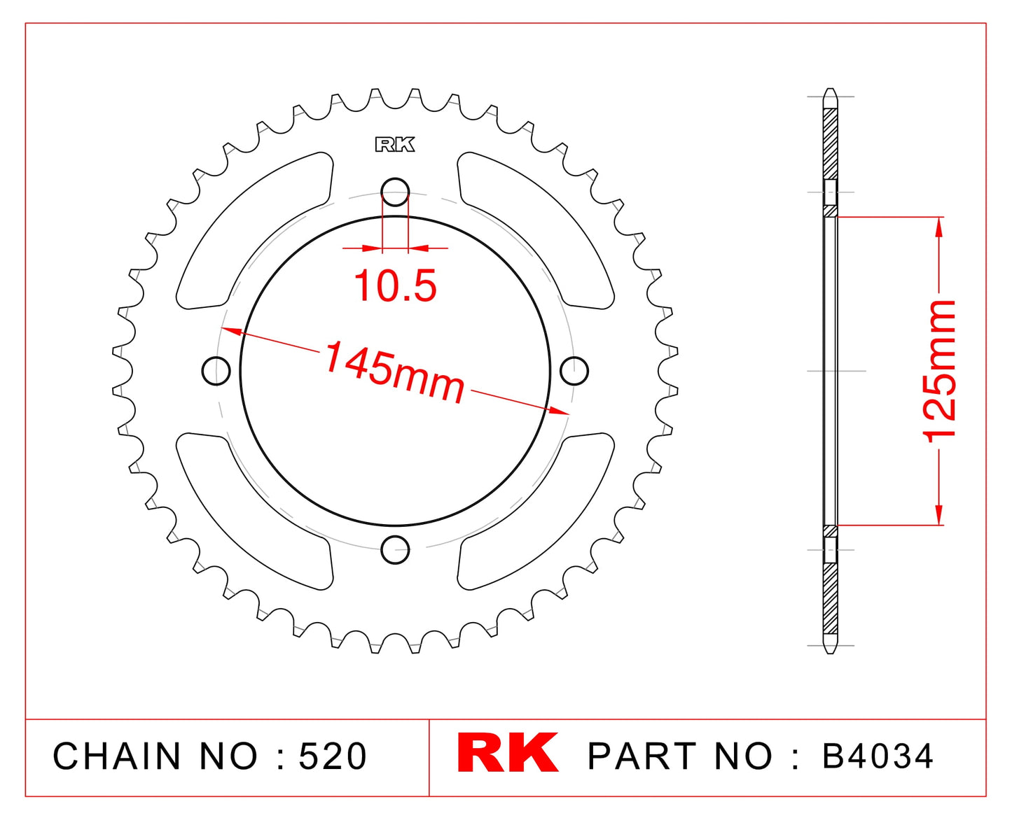 Sprocket Rear RK-B4034-40 JTR857 Afam 12505