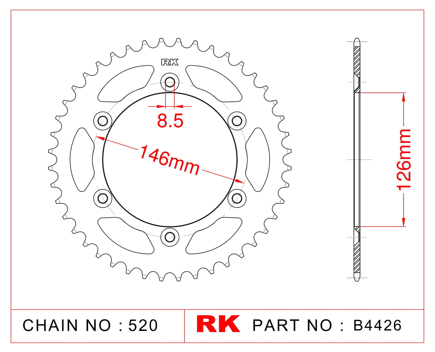 Sprocket Rear RK-B4426-47 JTR808 Afam 14203