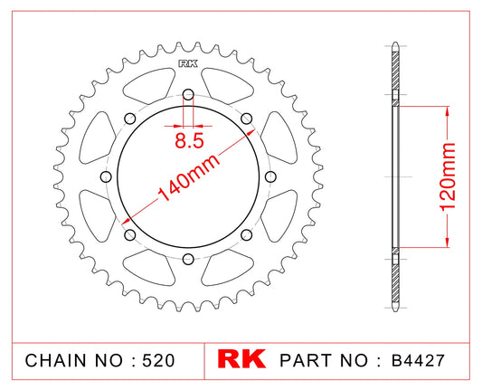 Sprocket Rear RK-B4427-46 JTR487 Afam 16600