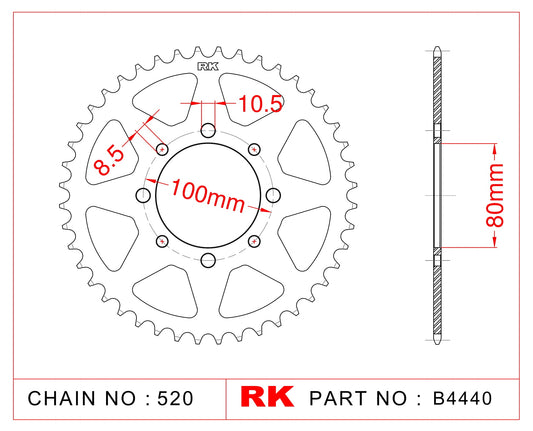 Sprocket Rear RK-B4440-41 JTR8192 Afam 14312