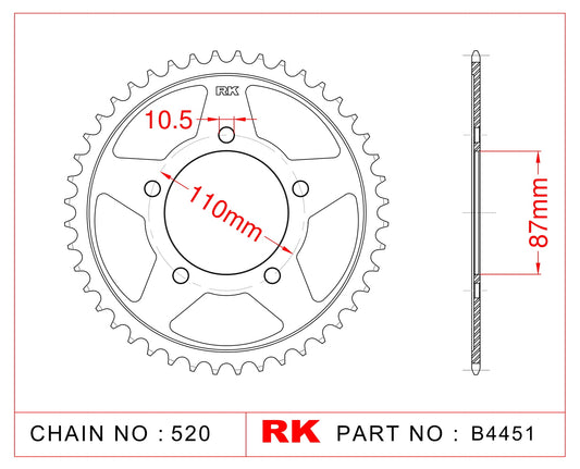 Sprocket Rear RK-B4451-39 JTR823 Afam 14405