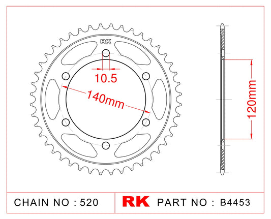 Sprocket Rear RK-B4453-37 JTR1490 Afam 16404