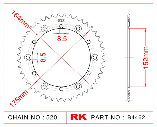 Sprocket Rear RK-B4462-48 JTR853 Afam 12500