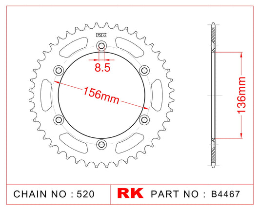 Sprocket Rear RK-B4467-41 JTR822 Afam 14206