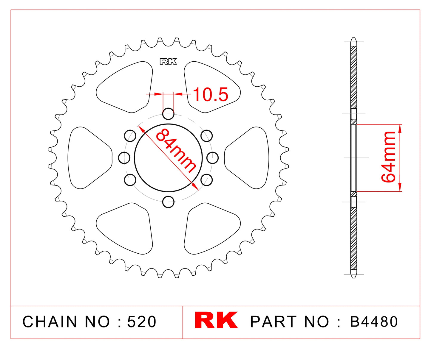 Sprocket Rear RK-B4480-42 JTR1826 Afam 14310