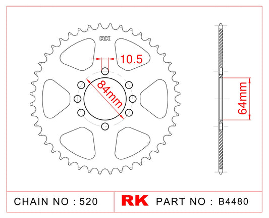 Sprocket Rear RK-B4480-42 JTR1826 Afam 14310