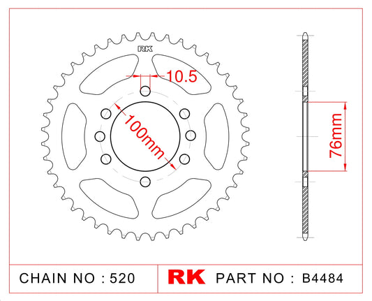 Sprocket Rear RK-B4484-43 JTR1825 Afam 14313