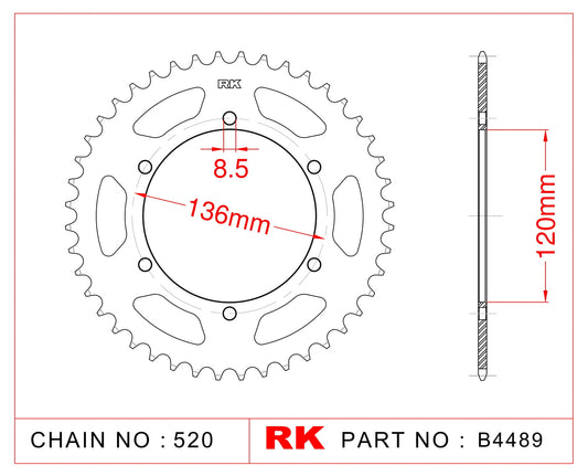 Sprocket Rear RK-B4489-43 JTR846 Afam 12304