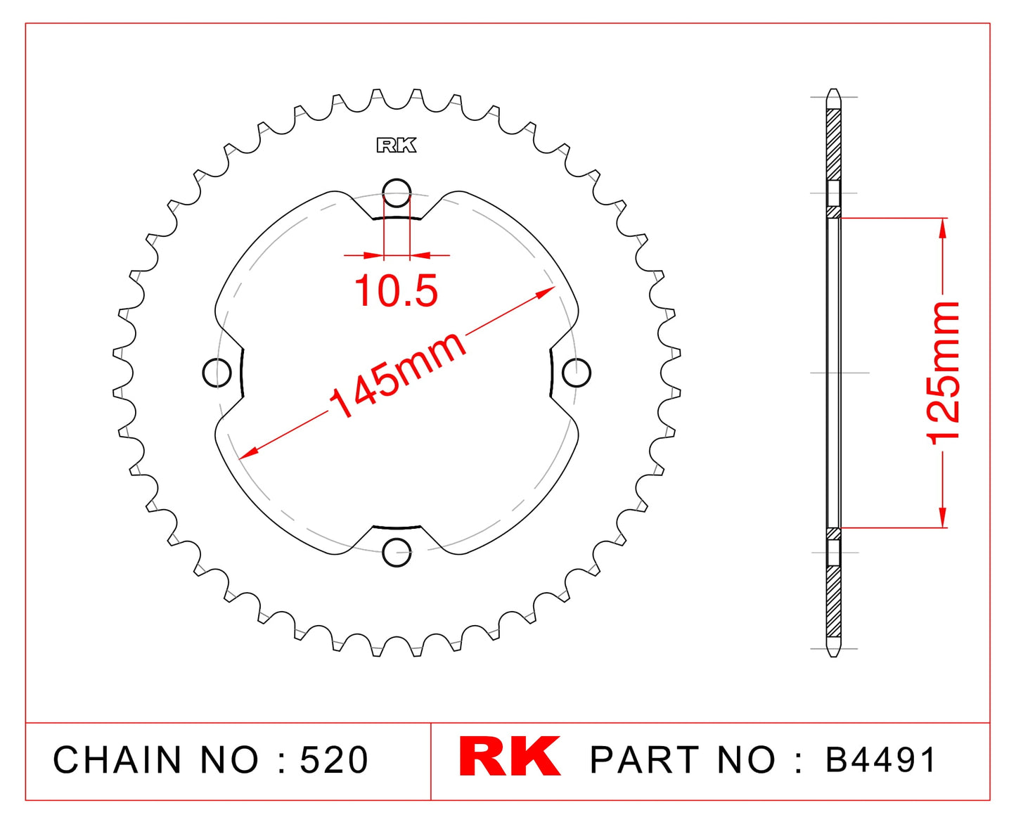 Sprocket Rear RK-B4491-38 JTR1857 Afam 12407