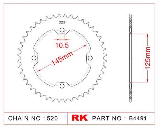 Sprocket Rear RK-B4491-38 JTR1857 Afam 12407