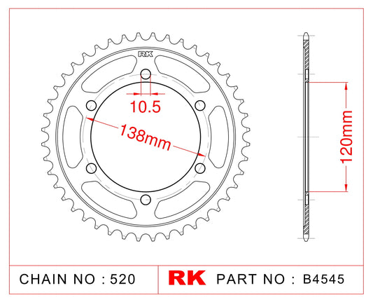 Sprocket Rear RK-B4545-36 JTR1220 Afam 10337