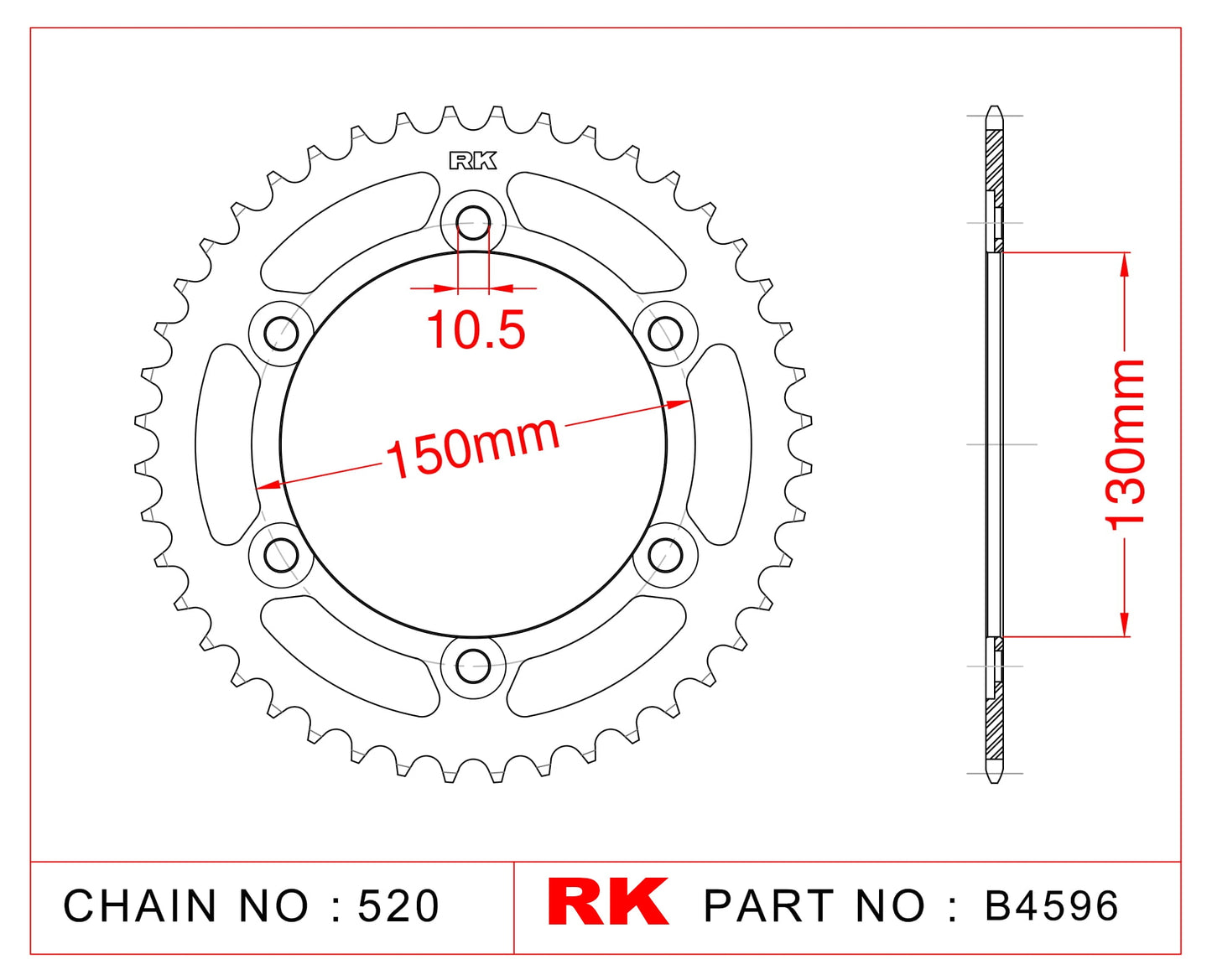 Sprocket Rear RK-B4596-42 JTR2453 Afam 10501