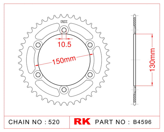 Sprocket Rear RK-B4596-42 JTR2453 Afam 10501