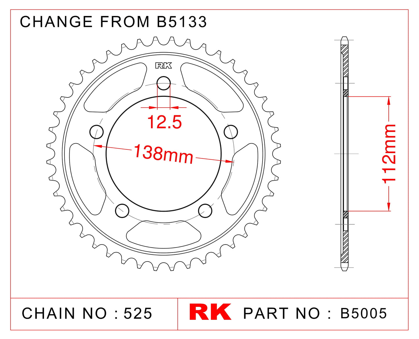 Sprocket Rear RK-B5005-41 JTR1304 Afam 10613