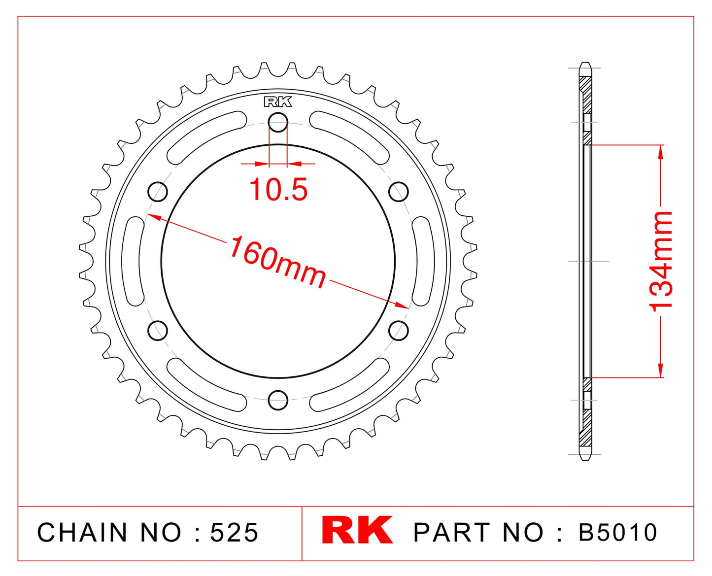 Sprocket Rear RK-B5010-41 JTR1317 Afam 10617