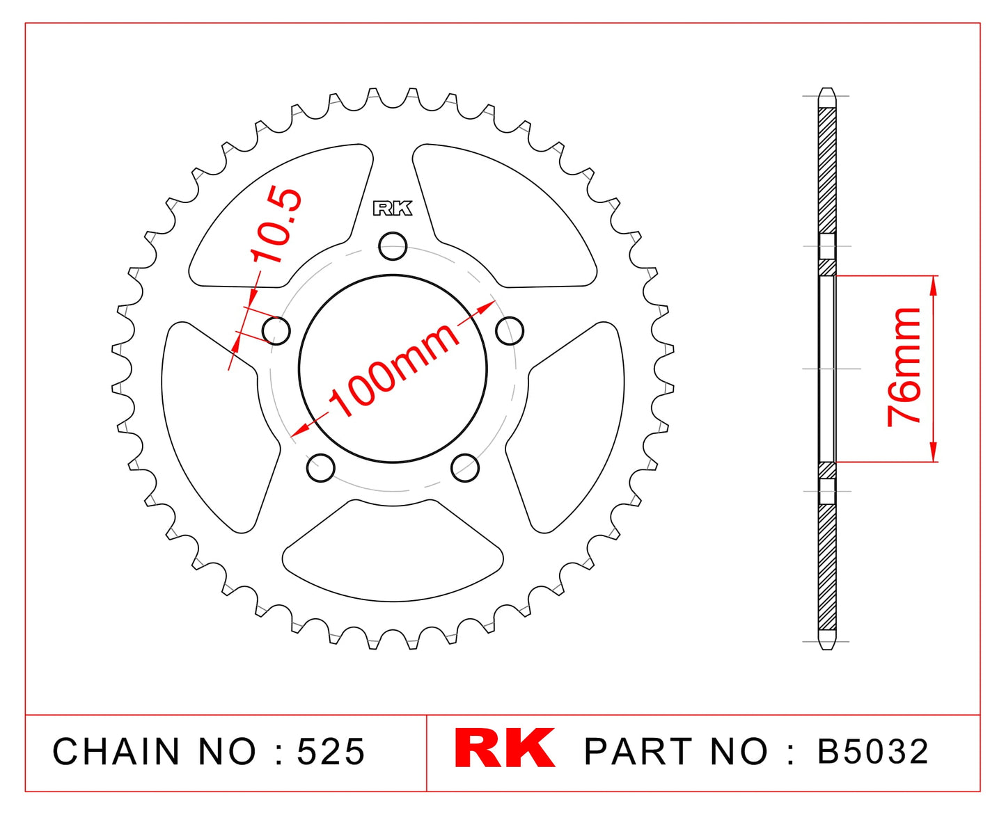 Sprocket Rear RK-B5032-42 525 pitch