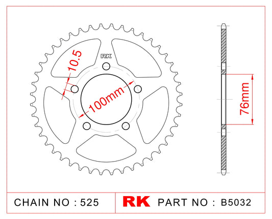 Sprocket Rear RK-B5032-42 525 pitch