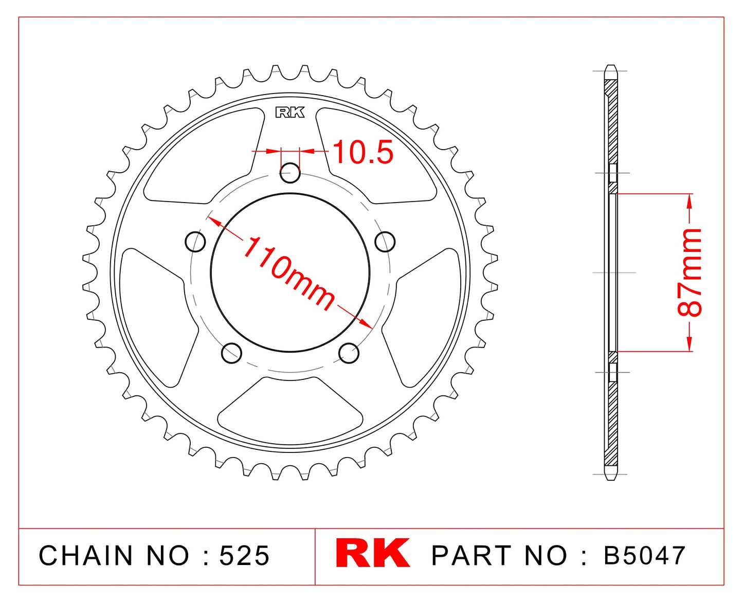 Sprocket Rear RK-B5047-45 JTR807 Afam 14404