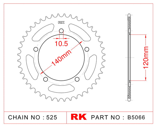 Sprocket Rear RK-B5066-41 JTR1792 Afam 14604