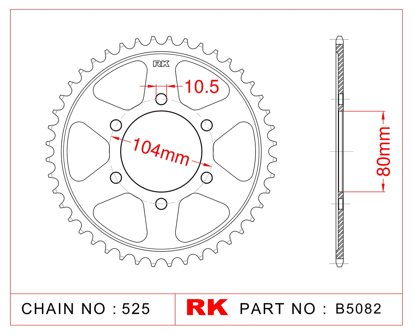 Sprocket Rear RK-B5082-40 JTR1489 Afam 16610