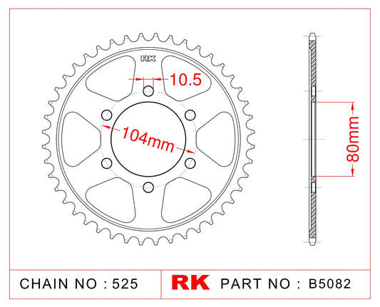 Sprocket Rear RK-B5082-39 JTR1489 Afam 16610