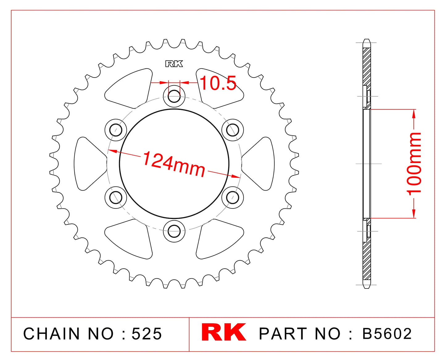 Sprocket Rear RK-B5602-39 JTR745 Afam 50609