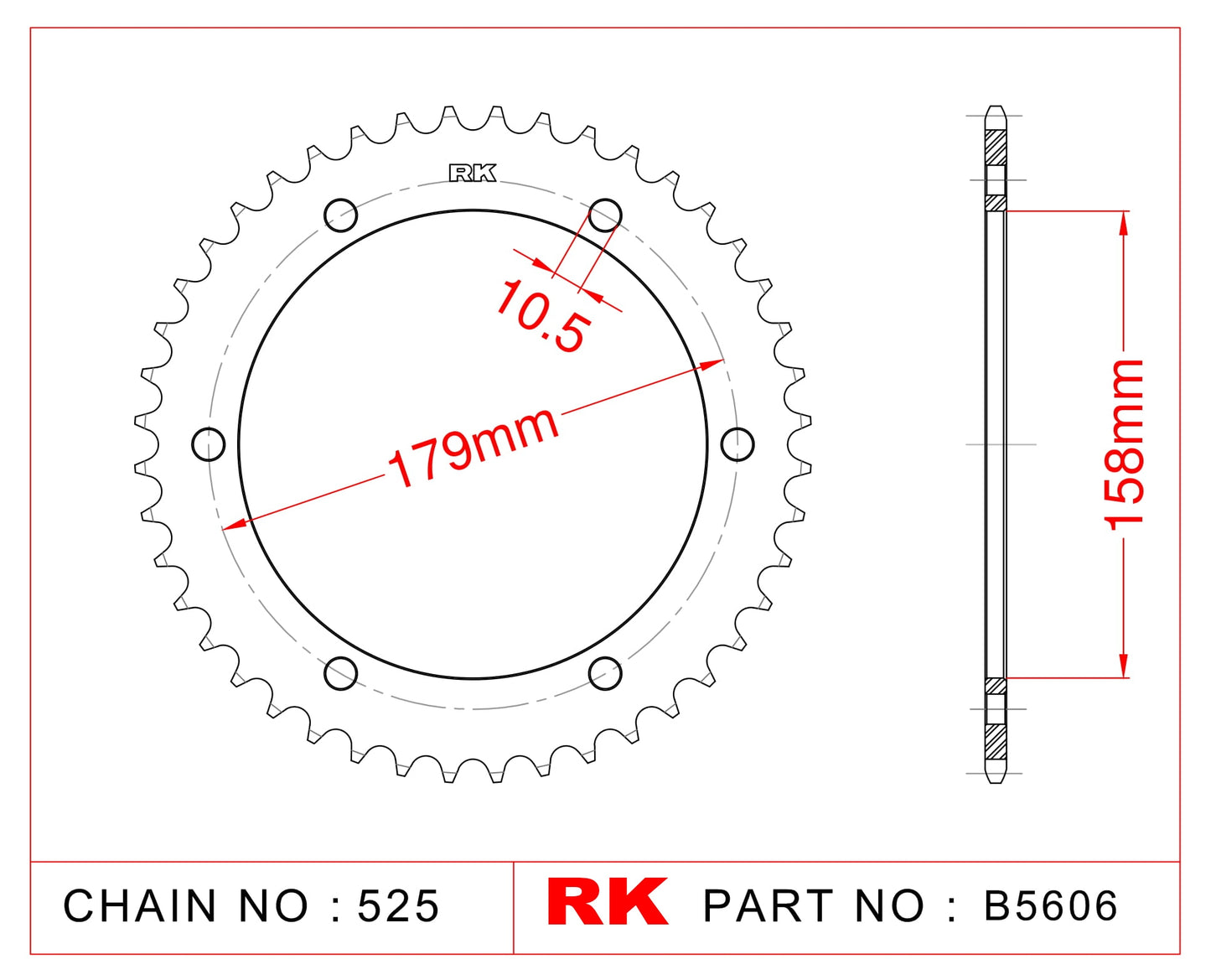 Sprocket Rear RK-B5606-45 Afam 35804 No JTR