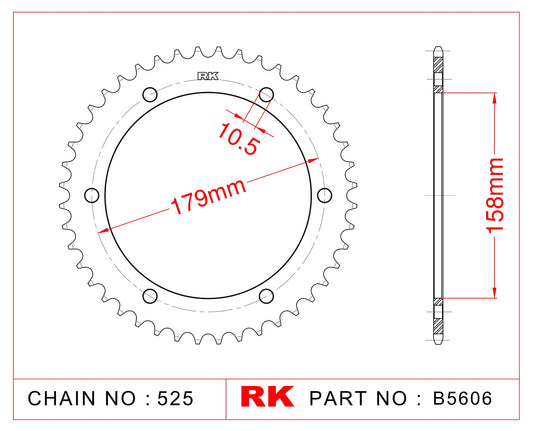 Sprocket Rear RK-B5606-45 Afam 35804 No JTR