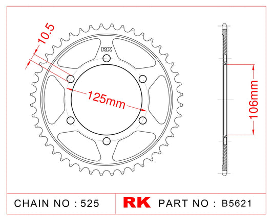 Sprocket Rear RK-B5621-37 JTR2014 Afam 86605