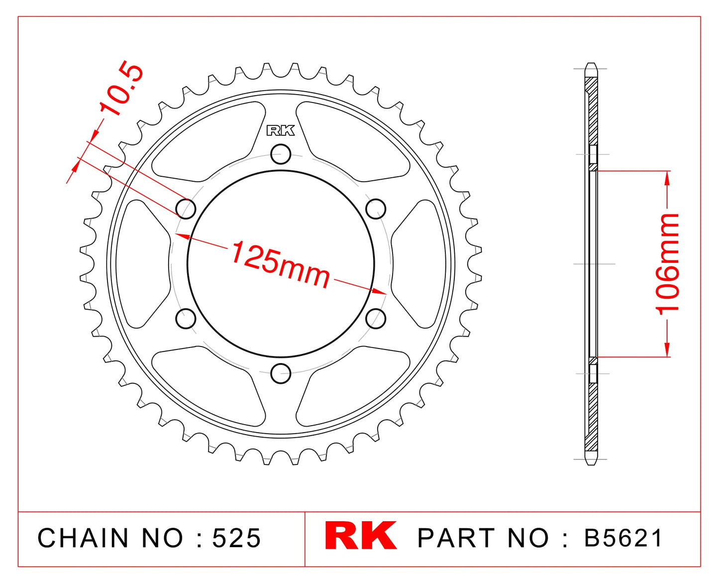 Sprocket Rear RK-B5621-50 JTR2014 Afam 86605