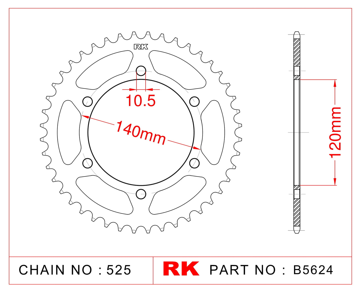 Sprocket Rear RK-B5624-46 JTR498 Afam 16605